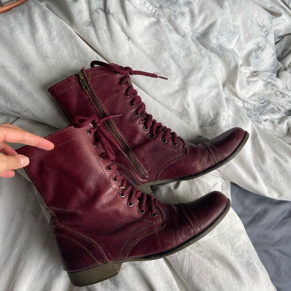 Maroon Steve Madden combat boots
